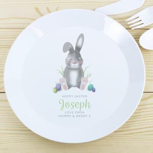 Personalised Easter Bunny Plastic Plate White