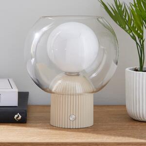 Harlo Ribbed Rechargebale Touch Dimmable Table Lamp Sandstone
