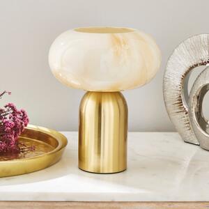 Lacey Alabaster Metal Touch Table Lamp Gold