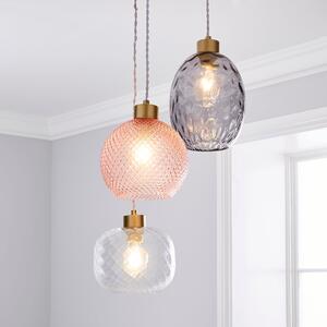 Elodie Glass Cluster Ceiling Fitting Pink, Grey and White
