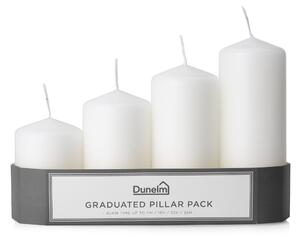 Pack of 4 White Graduated Pillar Candles White