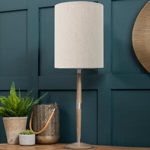 Solensis Large Table Lamp with Plain Shade Linen (Cream)