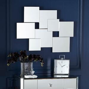 Hotel Abstract Squares Wall Mirror Silver