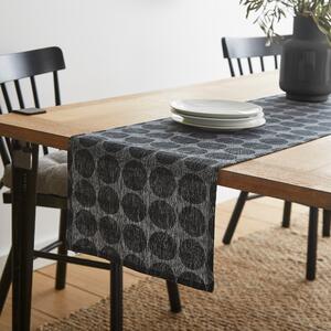 Spot Printed Table Runner Charcoal (Grey)