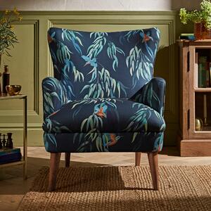 Marlow Wing Chair Kingfisher Print Navy Blue/Green