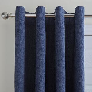 Ensley Chenille Thermal Eyelet Door Curtains Luxe Navy