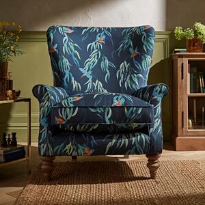 Charlbury Wing Chair Kingfisher Print Blue