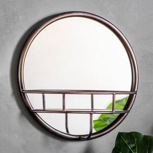 Millbury Round Wall Mirror, 40cm Brown