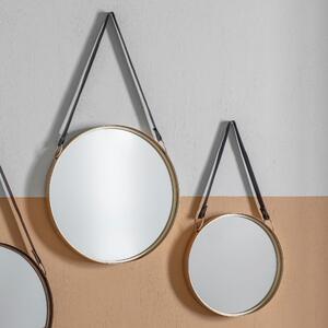 Set of 2 Marlo Hanging Round Wall Mirrors Gold