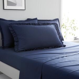 Pure Cotton Frilled Pillowcase Navy