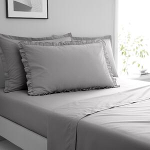 Pure Cotton Frilled Pillowcase grey