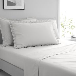 Pure Cotton Frilled Pillowcase Silver