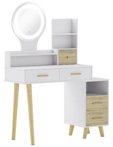 HOMCOM Elegant Dressing Table, with Storage - White