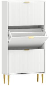 HOMCOM Narrow Shoe Cabinet with 3 Flip Drawers - White