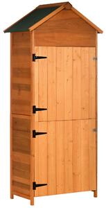 Outsunny Garden Storage Shed with 3 Shelves, Wooden Garden Storage, Utility Gardener Cabinet, Lockable Double Doors, 8 x 5 m Aosom UK
