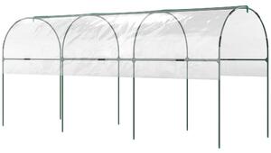 Outsunny Tunnel Tomato Greenhouse with 4 Hoops and Top Tap, Pointed Bottom and Guy Ropes, Clear Aosom UK