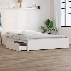 Bed Frame with Drawers White 150x200 cm King Size