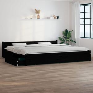 Bed Frame with Drawers Black 180x200 cm Super King Size