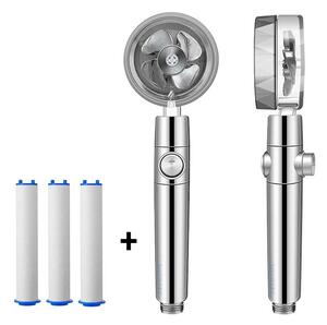 Showery® Turbo Shower Head: High Performance Technology, Chrome / With STOP Button / 3x Filters