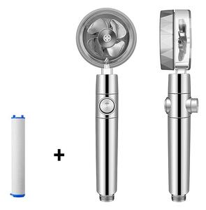 Showery® Turbo Shower Head: High Performance Technology, Chrome / With STOP Button / 1x Filter