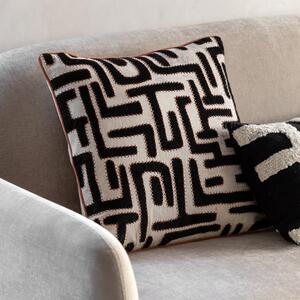 Oskar Applique 45cm x 45cm Feather Filled Cushion Black Apricot