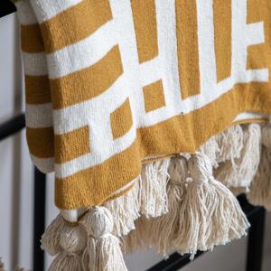 Merton 130cm x 170cm Knitted Tassel Throw Ochre