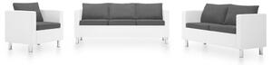 275518 Sofa Set 3 Pieces Faux Leather White and Dark Grey (247173+247174+247175)