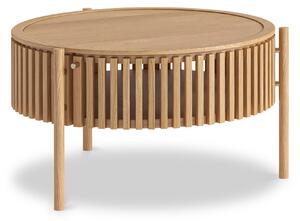 Shorwell Oak Slatted Round Coffee Table with Storage | Roseland