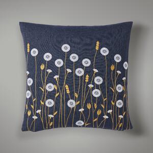 Scandi Floral Cushion Navy Navy Blue/Yellow/White