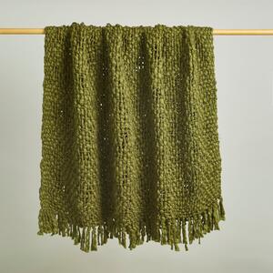 Freya Chunky Knit 130cm x 180cm Throw Green