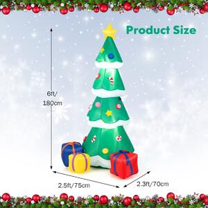 Costway 180cm Inflatable Christmas Tree Tall Blow up X-mas Tree with LED Lights