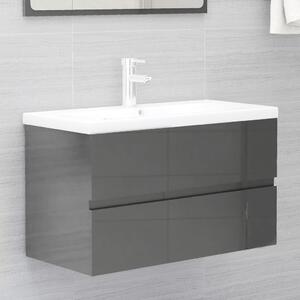 Sink Cabinet High Gloss Grey 80x38.5x45 cm Engineered Wood