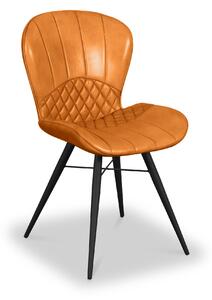 Marcha Curved Real Buffalo Leather Dining Chair | Roseland