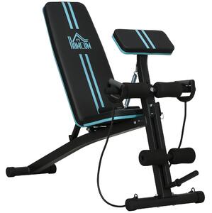 HOMCOM Foldable Weight Bench, Adjustable Strength Training Sit Up Ab Bench Incline/Decline, Blue Aosom UK