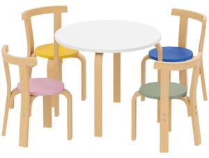 AIYAPLAY 5 Piece Kids Table and Chairs Set, Wooden Toddler Table and Chairs Set for Nursery, Playroom, Classroom, for 3-8 Years
