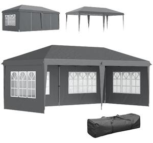 Outsunny 3 x 6m Heavy Duty Gazebo, Party Tent Garden Marquee with Removable Sidewalls and Carry Bag, Grey Aosom UK