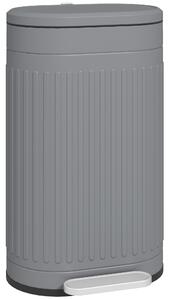 HOMCOM 30 Litre Pedal Bin, Fingerprint Proof Kitchen Bin with Soft-close Lid, Metal Rubbish Bin with Foot Pedal, Grey Aosom UK
