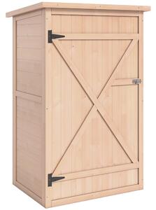 Outsunny Wooden Garden Storage Shed Fir Wood Tool Cabinet Organiser with Shelves 75L x 56W x115Hcm Aosom UK