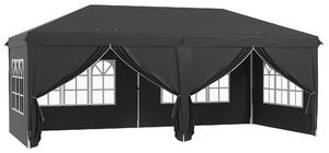 Outsunny 3 x 6m Pop Up Gazebo with Sides, Portable Height Adjustable Party Tent with Storage Bag for Garden and Event, Black Aosom UK