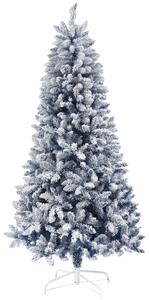 HOMCOM 6ft Flocked Artificial Christmas Tree with 700 Snow Frosted Tips, Metal Stand, Snowy Hinged Xmas Tree, Blue Aosom UK