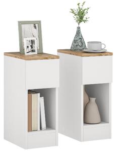 HOMCOM Set of Two Modern Storage Bedside Tables - White Aosom UK