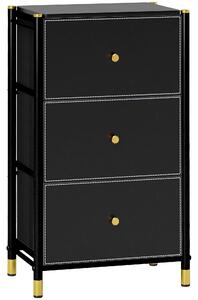 HOMCOM Chest of Drawers, Fabric Dresser with 3 Drawers and Steel Frame, Storage Organizer Unit for Bedroom, Living Room, Hallway, Black Aosom UK