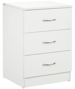 HOMCOM Three-Drawer Simple Bedside Table - White Aosom UK