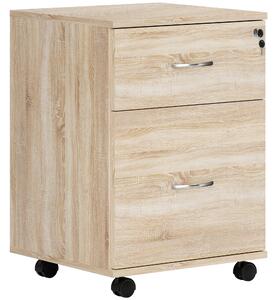 HOMCOM Two Drawer Lockable Filing Cabinet - Wood-Effect