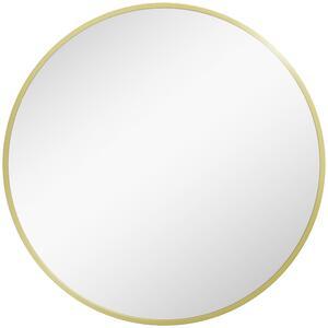 HOMCOM Round Bathroom Mirror, Modern Wall-mounted Vanity Mirror with Aluminium Frame and Easy Install Hook for Living Room, Entryway, 60 x 60cm, Gold Tone