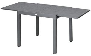 Outsunny Extendable Garden Table for 6 with Aluminium Frame, Steel Tabletop, Dark Grey