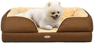 PawHut Calming Dog Bed Pet Mattress w/ Removable Cover, Anti-Slip Bottom, for Small Dogs, 70L x 50W x 18Hcm - Brown Aosom UK