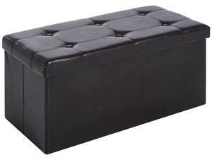 HOMCOM Folding Faux Leather Storage Cube Ottoman Bench Seat PU Rectangular Footrest Stool Box (Brown)