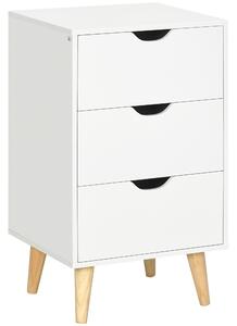 HOMCOM Bedroom Chest of Drawers, 3-Drawer Storage Unit with Wood Legs and Cut-out Handles, White