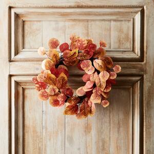 Artificial Autumnal Orange Eucalyptus Wreath Orange